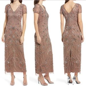 NWT Pisarro Nights 8 Beaded Longline Gown, Mauve